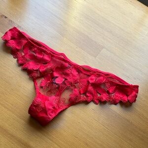 Victoria's Secret Red Lace Floral Panties